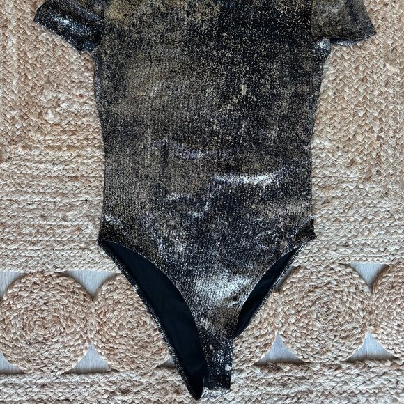 ZARA Metallic High Neck Bodysuit – Gold/Black – Size S – New - Picture 6 of 10